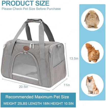 Cat Carrier Dog Carrier Pet Carriers for Medium Small Cats Dogs Puppies up to 25 Lbs,TSA Airline Approved Small Dog Cat Carriers Soft Sided,Collapsible Travel Puppy Carrier (Grey, Large) - Image 5