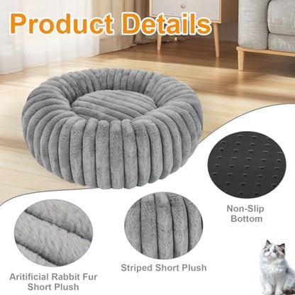 Washable Small Cat Dog Bed,Puppy Bed Cat Beds for Indoor Cats(Grey,M) - Image 2