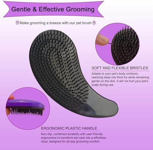 Gentle Grooming Puppy Brush with Gift Box (Dark Purple) - Image 3