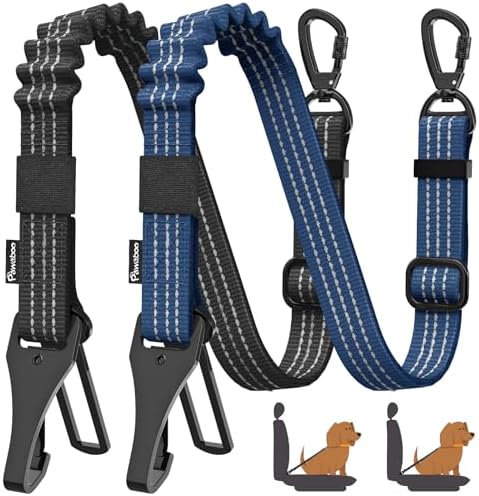 Pawaboo 2Pack Dog Car Seatbelt, 3-in-1 Dog Tether with Buckle & Hook Latch by Pawaboo