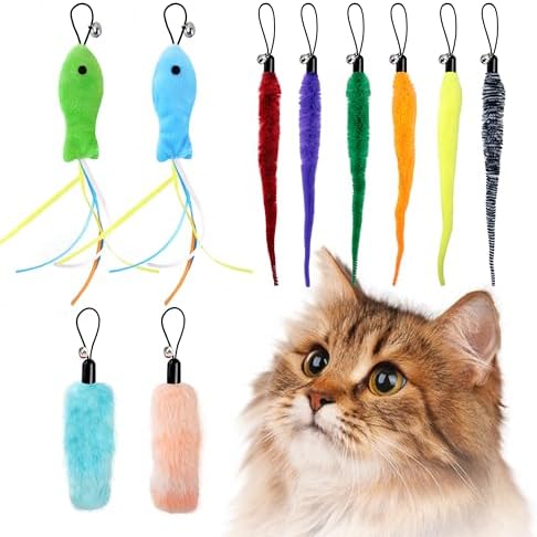 Interactive Cat Toys Accessory with Fish and Worm Toys for Cats to Chase by AAAAMUSANG