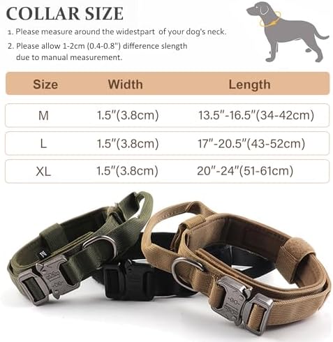 Tactical Dog Collar, Adjustable Military Training Nylon Pet Collar,Brown XL - Image 5