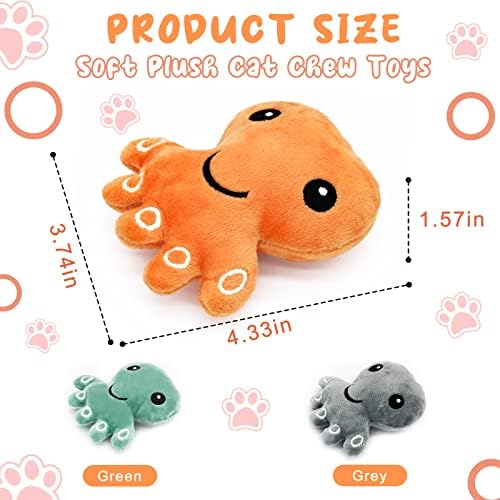 Andiker Cat Catnip Toys, 3Pcs Cat Interactive Toys for Indoor Cats, Soft Plush Kitten Chew Toys with Crinkle Paper for Relieve Stress, Reduce Boredom, Teething (Octopus) - Image 4
