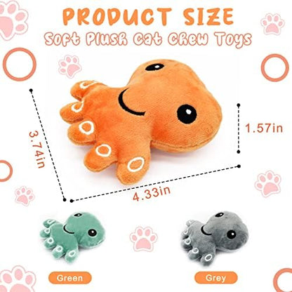 Andiker Cat Catnip Toys, 3Pcs Cat Interactive Toys for Indoor Cats, Soft Plush Kitten Chew Toys with Crinkle Paper for Relieve Stress, Reduce Boredom, Teething (Octopus) - Image 4