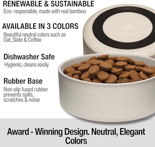 Loving Pets - Dolce Bamboo - Eco-Friendly Pet Bowls & Dishes for Dog, Cats, Puppy Food and Water Dish -Sustainable and Dishwasher Safe, Made with Real Bamboo (Small, Oat-Beige) - Image 3