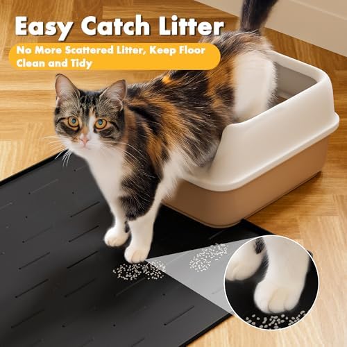 Pieviev Extra Large Silicone Litter Box Mat, Easy to Clean, 40'' x 28'' - Image 2