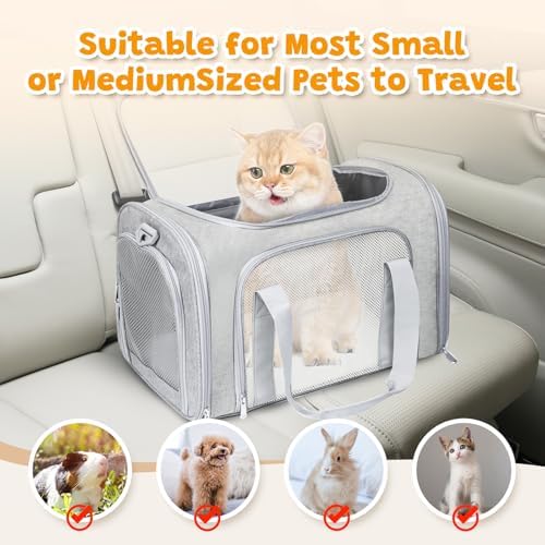 Cat Carrier Soft Up to 16 Lbs, Breathable Pet Travel Bag with Steel Frame - Image 4