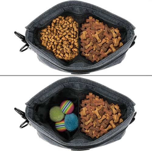 Viklluyr Dog Treat Pouch with Magnetic Closure, 2 Zip Pockets, Removable Inner Pocket, Padded Shoulder Strap, Perfect Food Bag for Agility Training - Including Carabiner - Image 4