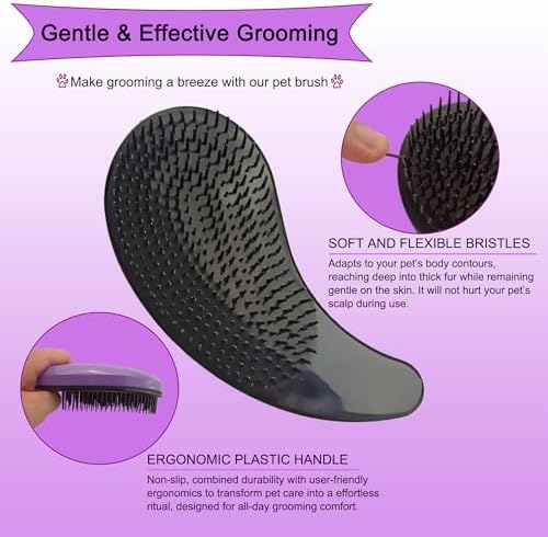 Puppy Brush for Small Dogs - Soft Dog Brush (Light Purple) - Image 2