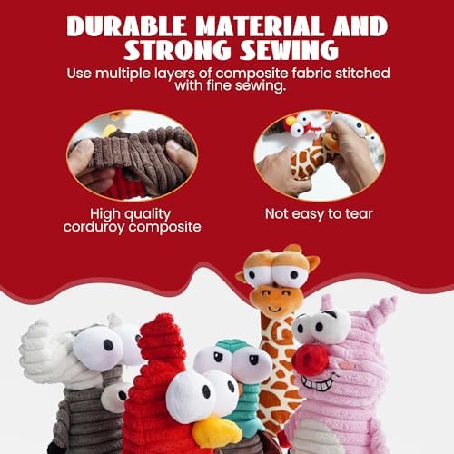 Nocciola 5-Pack Squeaky Dog Toys, Durable Stuffed Critter Zoo Dog Toys with Unique Squeak Sounds to Keep Dogs Busy, Puppy Toys for Small, Medium, and Large Dogs - Image 6