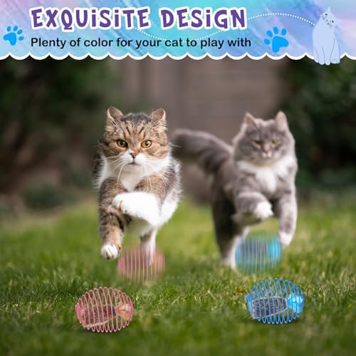 Jecery 5 Pcs Cat Toys Spring,Feathered Radish,Multicolor - Image 4