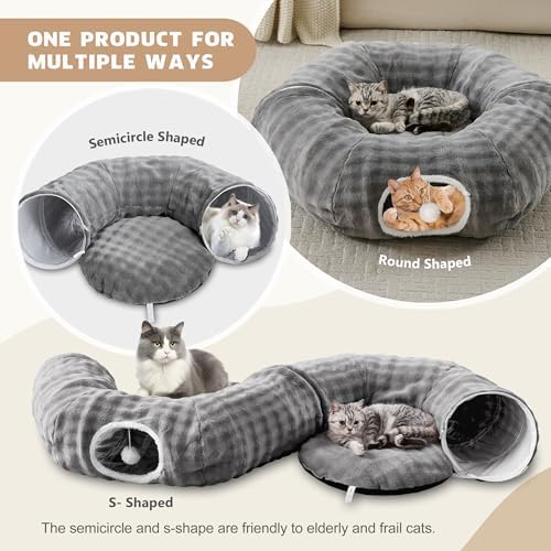 Bubble Round Cat Tunnel for Indoor Cats, Grey - Image 2