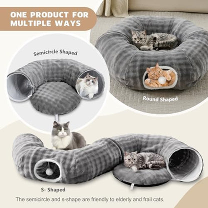 Bubble Round Cat Tunnel for Indoor Cats, Grey - Image 2