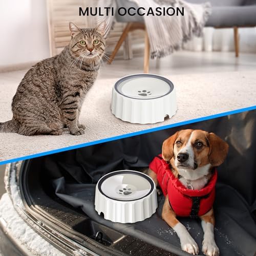 Dog Water Bowl No Spill 70oz/2L Large Capacity Dispenser Non Slip No Splash Bowl Pet Slow Feeder No Drip Dog Water Bowl on Vehicle Slow Water Bowl for Dogs and Cats - Image 7