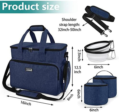 BAGLHER Dog Travel Bag, Pet Travel Bag (ALL Pet Travel Supplies), With 2 Pet Food Containers and 2 Collapsible Silicone Bowls; Essential Kits for Pet Travel Dark Blue - Image 3