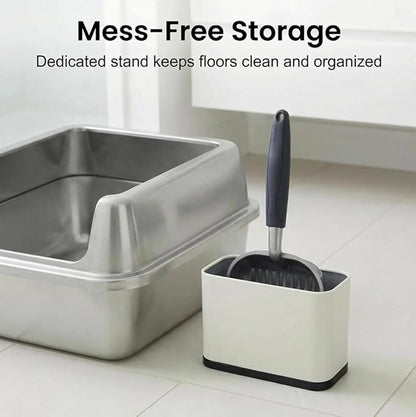 Heavy Duty Cat Litter Scoop with Holder, Stainless Steel Kitty Litter Scooper Caddy for Litter Box, Aluminum Speed Sifter Captures All Clumps
