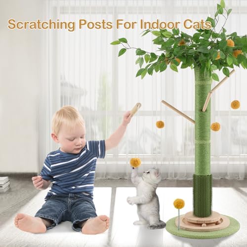 46" Tall Cat Scratching Post, Natural Sisal Cat Tree for Indoor Adult Cats - Image 4