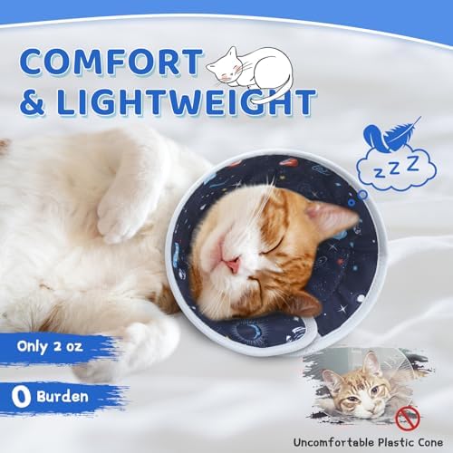 Cat Cone Collar Soft to Stop Licking, Adjustable, Foldable Lightweight Kitten Cones After Surgery Recovery for Cats & Kittens, Cat Cone Alternative, Easy Eating (Grey, L) - Image 2