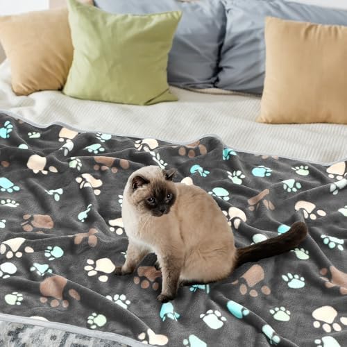 Tegeme 12 Pcs Puppy Blanket for Cat, 41 X 30 Inch Gray - Image 4