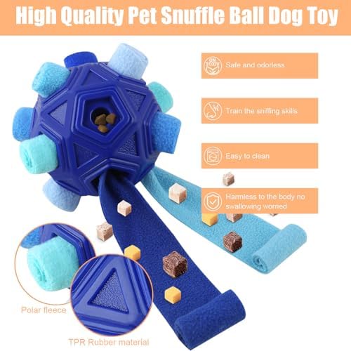 Dog Snuffle Ball-Interactive Puzzle Dog Toys Encourage Natural Foraging Skills Slow Feeder for Training and Stress Relief, Cloth Strip Hiding Food Treat Dispenser Dog Toy - Image 2