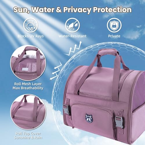 Lollimeow Expandable Cat Carrier Backpack for Large Cats - Airline Approved Pet Carrier Backpack for Small Dogs, Hiking & Travel, Waterproof with Breathable Mesh, 22lbs Capacity (Plum, Large) - Image 4