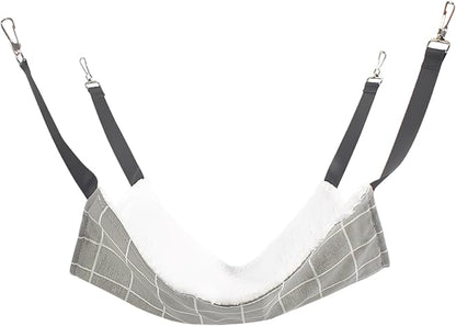 20.9 x 13.8 in Pet Hammock, Gray Plaid Cat Hammock for Cage, Soft Fleece Sleeping Bed, Hanging Warm Winter Swing Bed