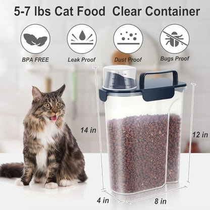 Dog Cat Food Storage Container with Cup (Ink Blue, 5L) - Image 2