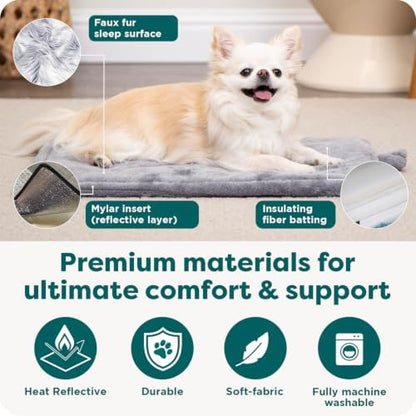 FurHaven ThermaNAP Self Warming Cat Mat, Dog Bed for Crates with Self-Warming Technology for Cozy Rest, Fully Machine Washable, Small, Plush Faux Fur, Gray - Image 5