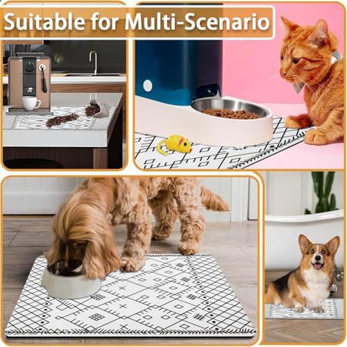 Absorbent Pet Dog Bowl Mat for Food and Water, Pet Cat Food Feeding Mat with Non Slip Rubber Backing, Dog Food Mats for Floors Waterproof, 17"x30" - Image 7