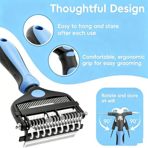 3-IN-1 Pet Grooming Tool - Undercoat Rake, Dematting Comb & Deshedding Brush for Cats & Dogs - Removes Mats - Image 6