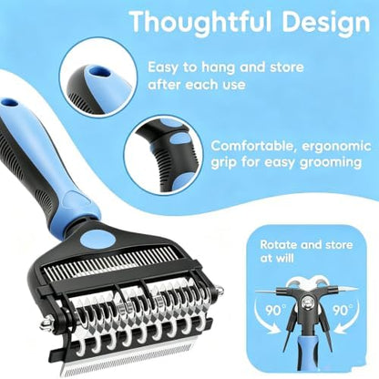 3-IN-1 Pet Grooming Tool - Undercoat Rake, Dematting Comb & Deshedding Brush for Cats & Dogs - Removes Mats - Image 6