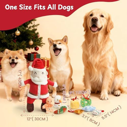 Nocciola Hide and Seek Christmas Santa Dog Toys: 9 Packs Vacation Gifts Funny Plush Stuffed Squeaky Crinkle Durable Chew Toys for Small Medium Large Breed, Dog Stocking Stuffers - Image 6