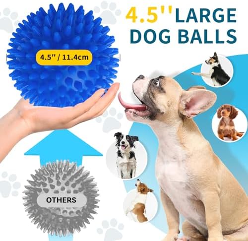 SHARLOVY 4.5'' Squeaky Dog Toy Balls for Large Breeds,Durable Spiky Ball - Image 3