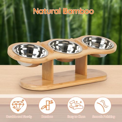 Raised Cat Bowls 15° Tilted Adjustable 3 Stainless Steel for Cats - Image 4
