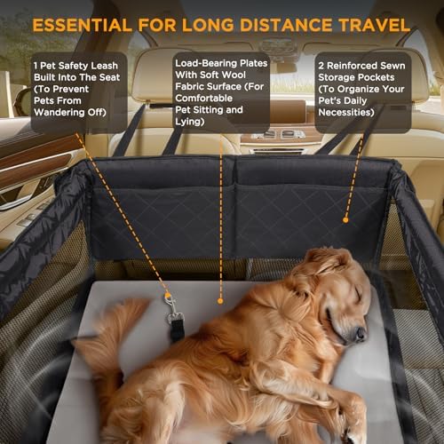 BONTHEE Back Seat Extender for Dogs,Hard Bottom Dog Car Seat Cover for Back Seat Holds 400lbs,Waterproof Anti-Scratch PU Leather Backseat Extender for Dogs,Dog Hammock for Car SUV Truck - Image 5