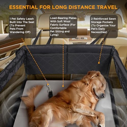 BONTHEE Back Seat Extender for Dogs,Hard Bottom Dog Car Seat Cover for Back Seat Holds 400lbs,Waterproof Anti-Scratch PU Leather Backseat Extender for Dogs,Dog Hammock for Car SUV Truck - Image 5
