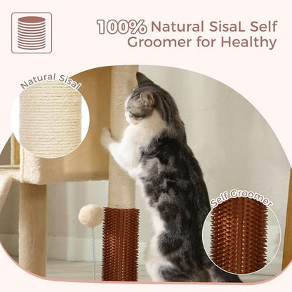 Cat Tree with 20x13”Large Bed 28”Cat Scratching Tower -Beige - Image 5