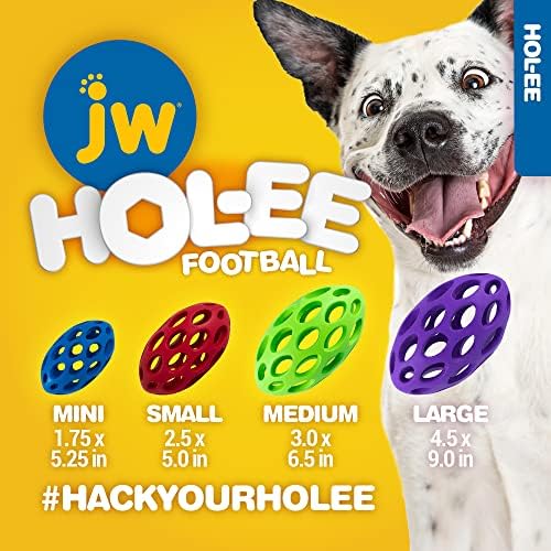 JW Pet HOL-ee Football Dog Puzzle Ball, Medium 6.5in, Natural Rubber Toy - Image 4