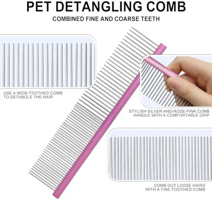 HOP Purple Large Pet Stainless Steel Comb for Dogs&Cats 7.44in/18.9cm - Image 3