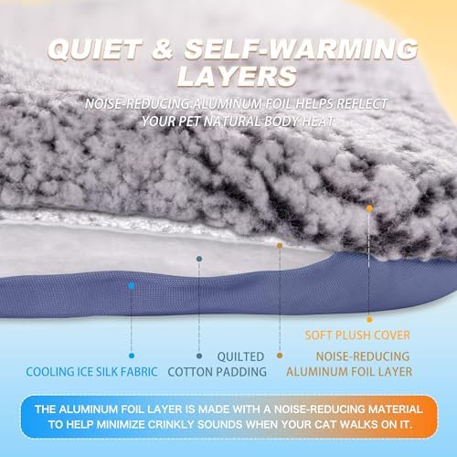 Self Warming Cat Bed, Reversible Cooling Mat for Cats, Dark Blue, 18x24 In - Image 5