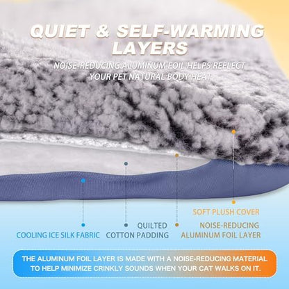 Self Warming Cat Bed, Reversible Cooling Mat for Cats, Dark Blue, 18x24 In - Image 5