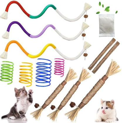 Cat Toys Chew Ropes, Silvervine Sticks Catnip Rope Toys with Refillable Natural Catnip for Cats Dental Care, Safe Teeth Cleaning Toy for Indoor Cat Kitty Kicker Toy Interactive Catnip Kitty Toys by itPlus