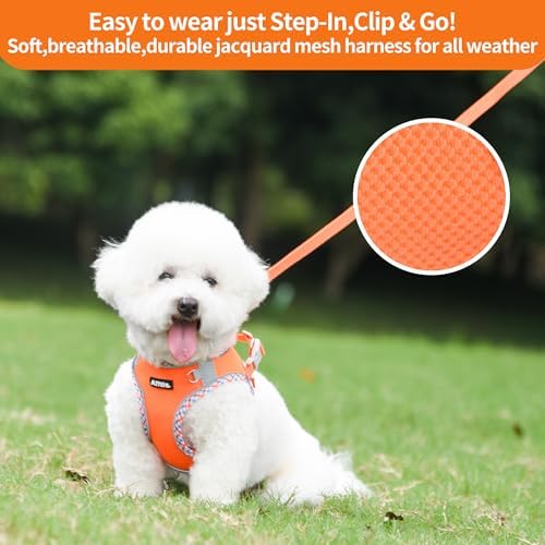 AIITLE Escape-Proof Dog Harnesss and Leash Set, Step in Pet Vest, Orange L - Image 5