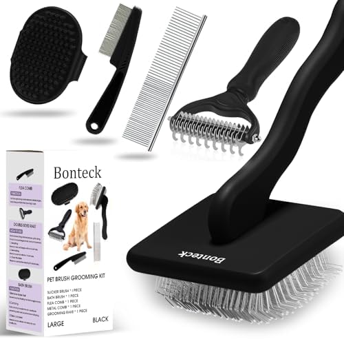 Bonteck Dog Slicker Brush for Dogs Grooming Kit 5PCS Long Haired Doodles by Bonteck