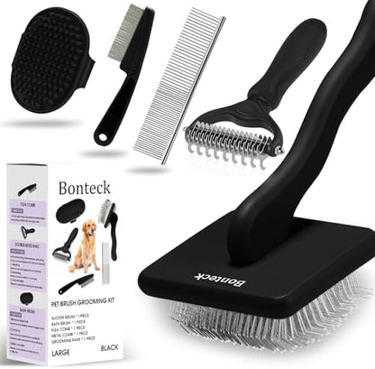 Bonteck Dog Slicker Brush for Dogs Grooming Kit 5PCS Long Haired Doodles by Bonteck