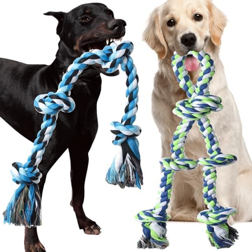 Rope Toy for Dogs, 2 Pack Large Dog Rope Toys for Aggressive Chewers, Heavy Duty Dog Toys for Large Medium Breed, Indestructible Tough Rope Chew Toys Tug of War Dog Toy Teeth Cleaning by Kwispel