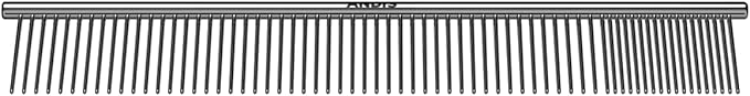 Andis 68545 Stainless Steel Pet Grooming Comb – Dematting Tool for Knots, Mats & Loose Hair Removal, 10-Inch, Professional Grooming Performance