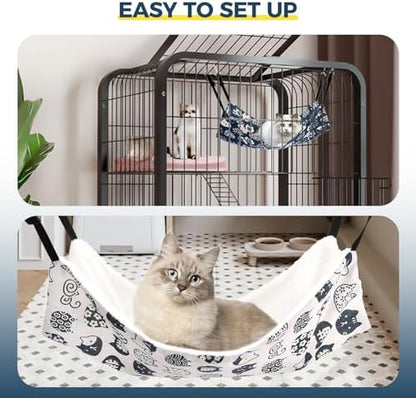 Admaison Cat Hammock for Cage Hanging Reversible 2Pack,Pet Hammock Bed Adjustable,Soft Sleeping Hammock for Cats,Ferret,Puppy,Rabbits,Small Animals (M, CAT) - Image 7