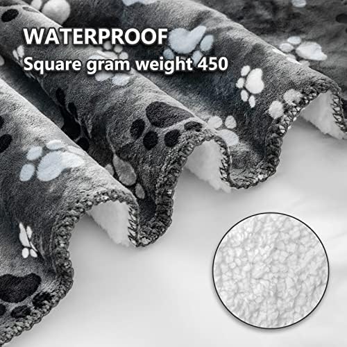Dog Blanket Waterproof, Reversible Sherpa Fleece Sofa Protector 25x30 Grey - Image 2