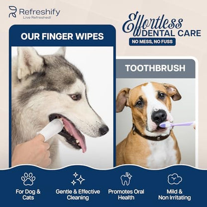 Dog Teeth Cleaning Wipes (100 Value Pack) Fresh Mint Cat & Dog Dental Wipes - Image 3